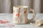 Cute Porcelain Mug Bows Coral Ribbons