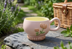 Cute Porcelain Mug Gingham Tulip Pink