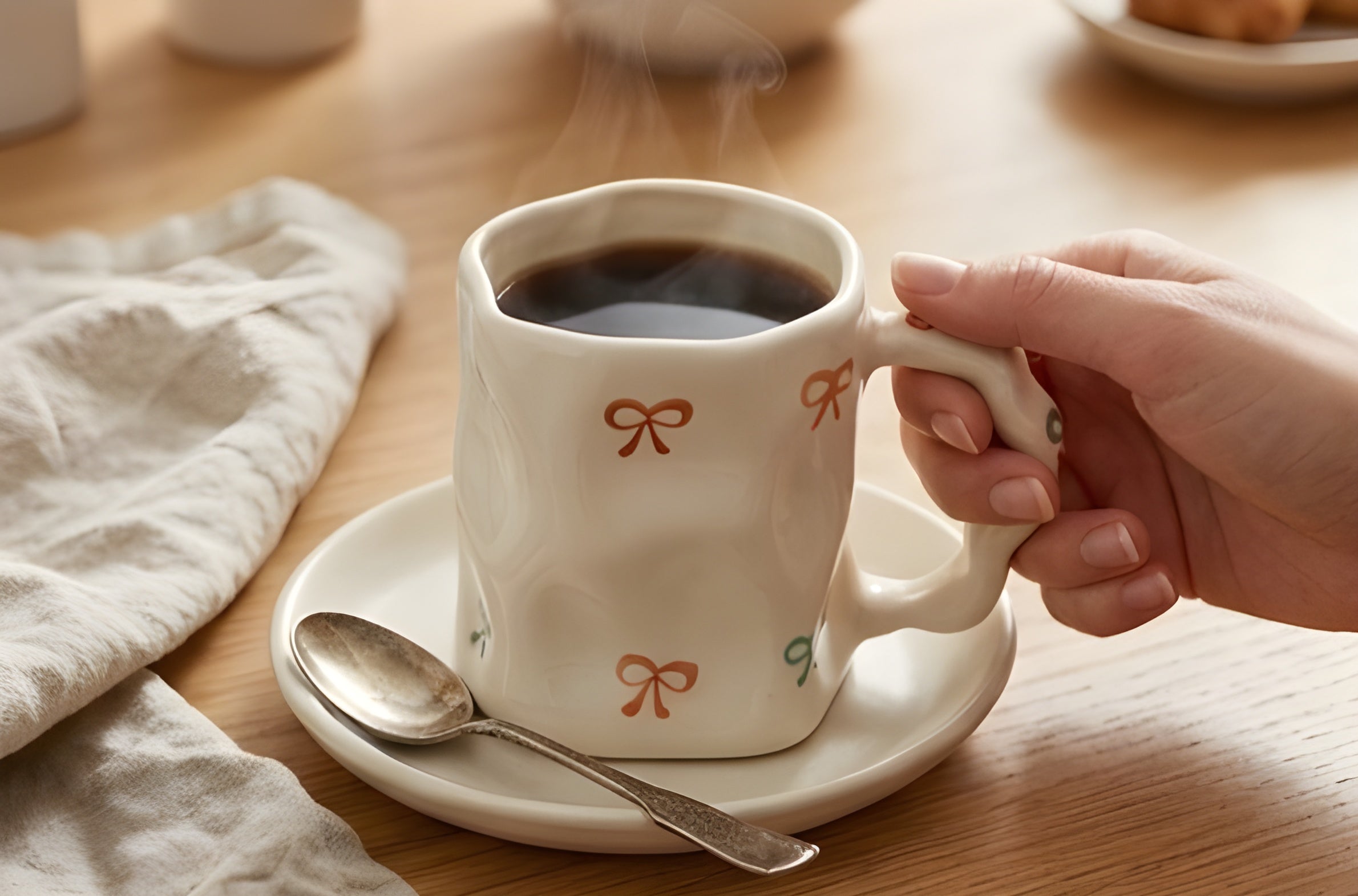 Cute Porcelain Mug Colorful Bows