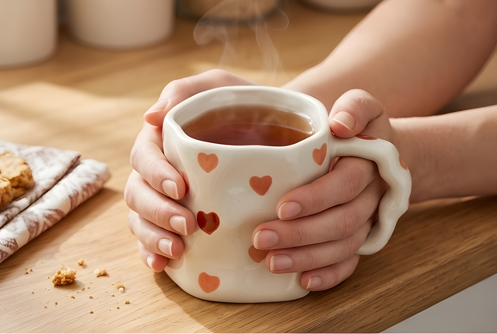 Cute Porcelain Mug Pink Red Hearts