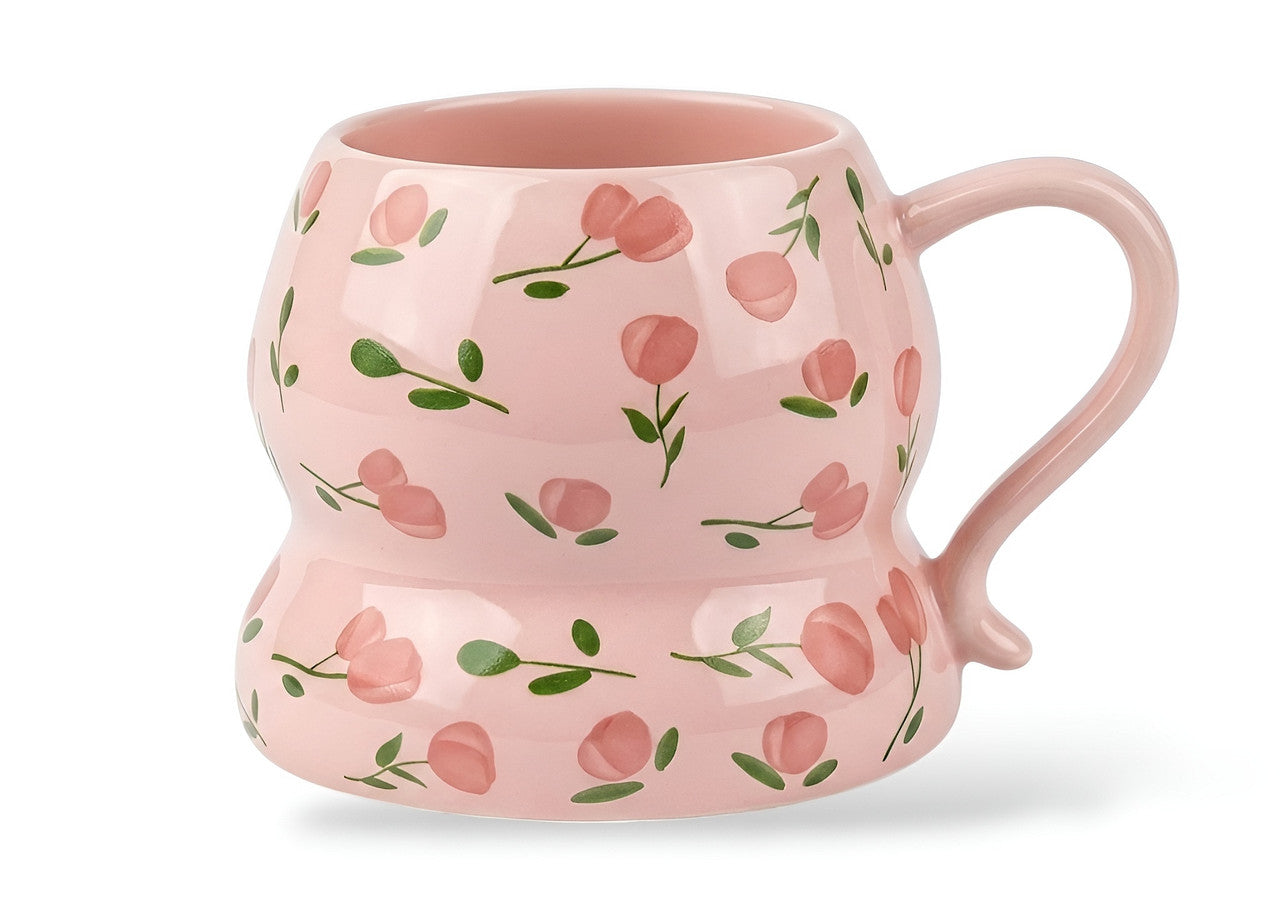 Cute Porcelain Mug Tulip Scatter Pink