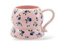 Cute Porcelain Mug Blue Floral Pink
