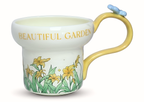 Cute Porcelain Mug Yellow Lily Butterfly