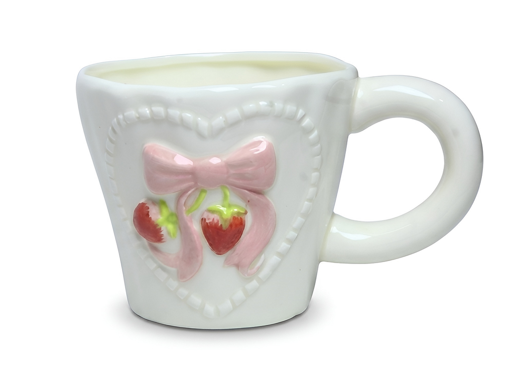 Cute Porcelain Mug 3D Strawberry Pink