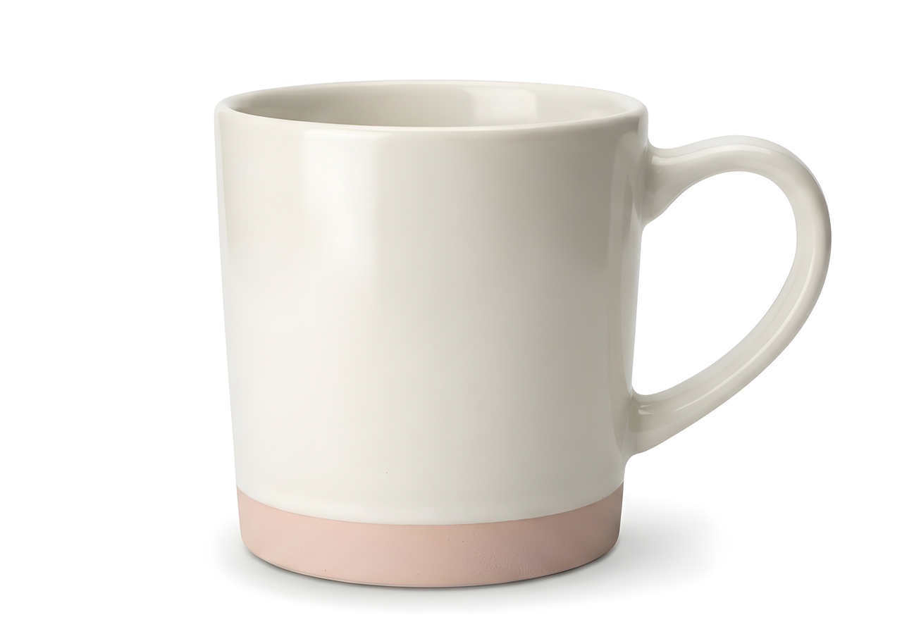 Elegant Porcelain Mug Cream White Pink Base Classic Handle