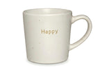Elegant Porcelain Mug Happy Gold Text Cream Speckled