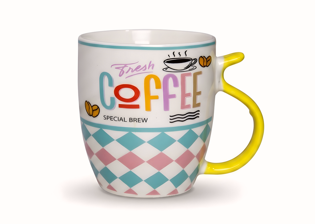 Fresh Coffee Special Brew Porcelain Mug - Yellow Handle