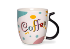 Coffee Colorful Dots Porcelain Mug - Black Handle