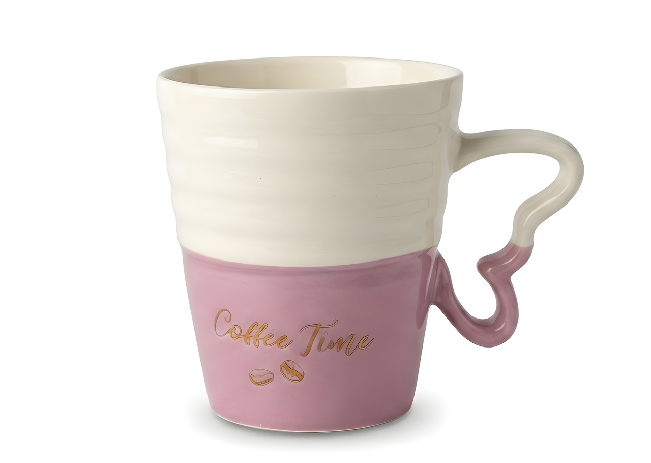 Coffee Time Two-Tone Porcelain Mug - Purple and Cream