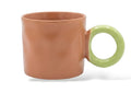 Terracotta Porcelain Mug - Circular Green Handle