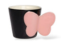 Butterfly Handle Porcelain Mug - Black and Pink