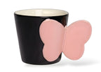Butterfly Handle Porcelain Mug - Black and Pink