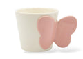 Butterfly Handle Porcelain Mug - White and Pink