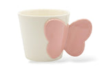 Butterfly Handle Porcelain Mug - White and Pink