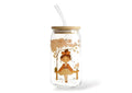 Autumn Girl Glass Tumbler - Bamboo Lid and Straw