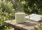 Cute Porcelain Mug Matcha Green Solid Flower-Shaped Handle