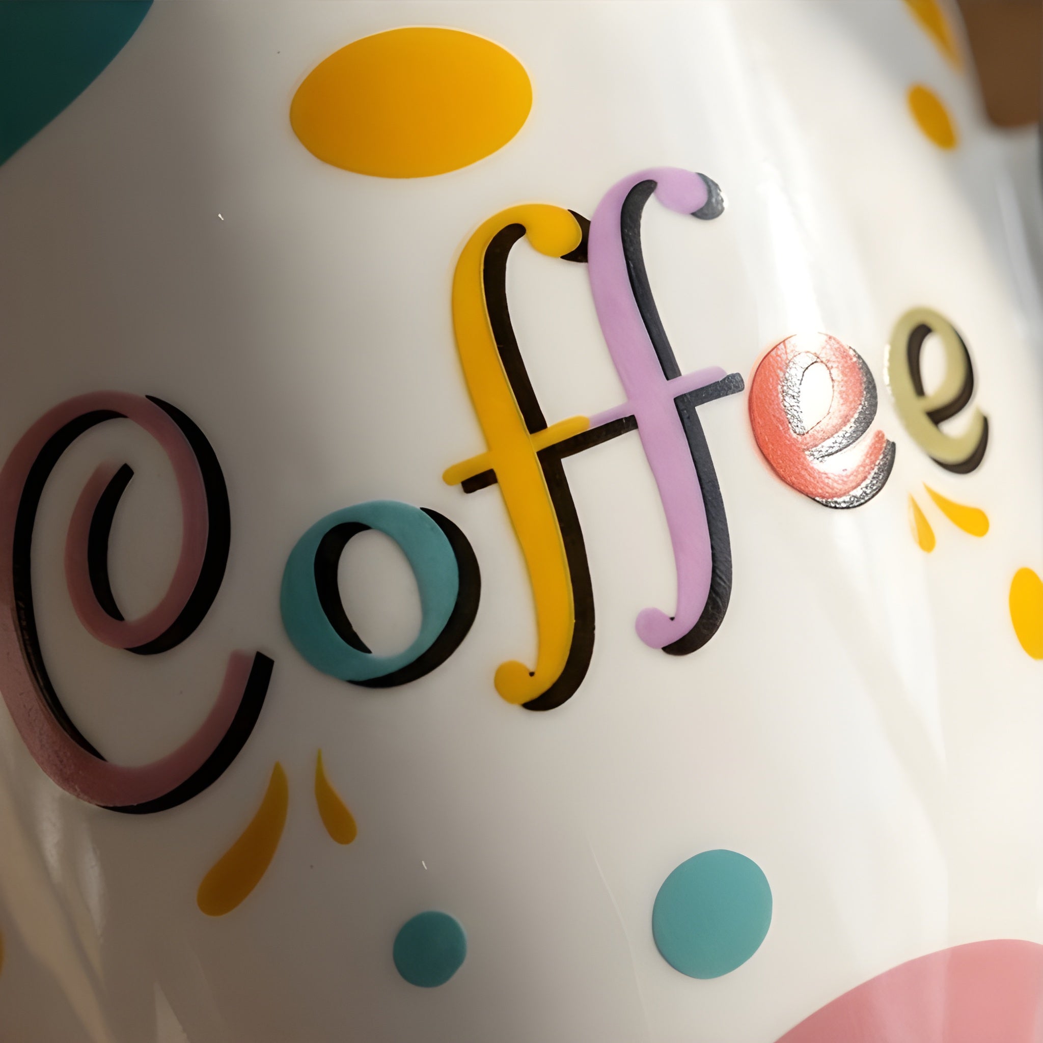 Coffee Colorful Dots Porcelain Mug - Black Handle