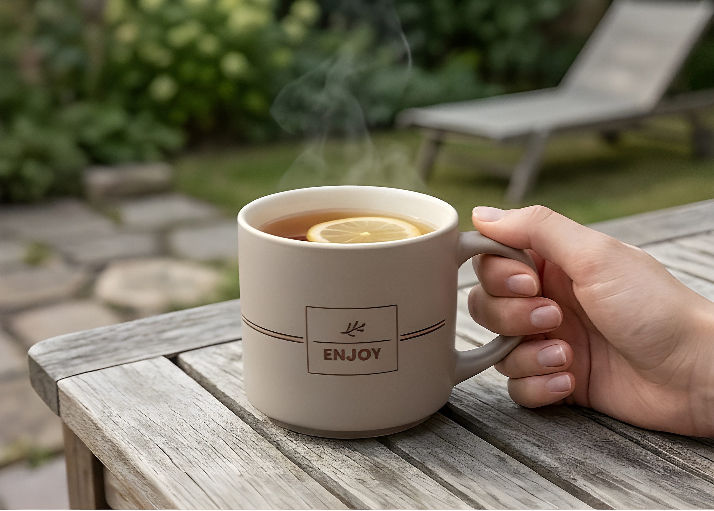 Enjoy Matte Beige Porcelain Mug - Minimal Classic