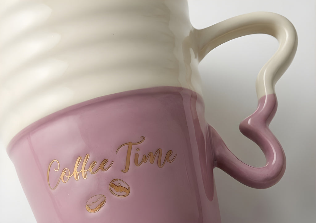 Coffee Time Two-Tone Porcelain Mug - Purple and Cream
