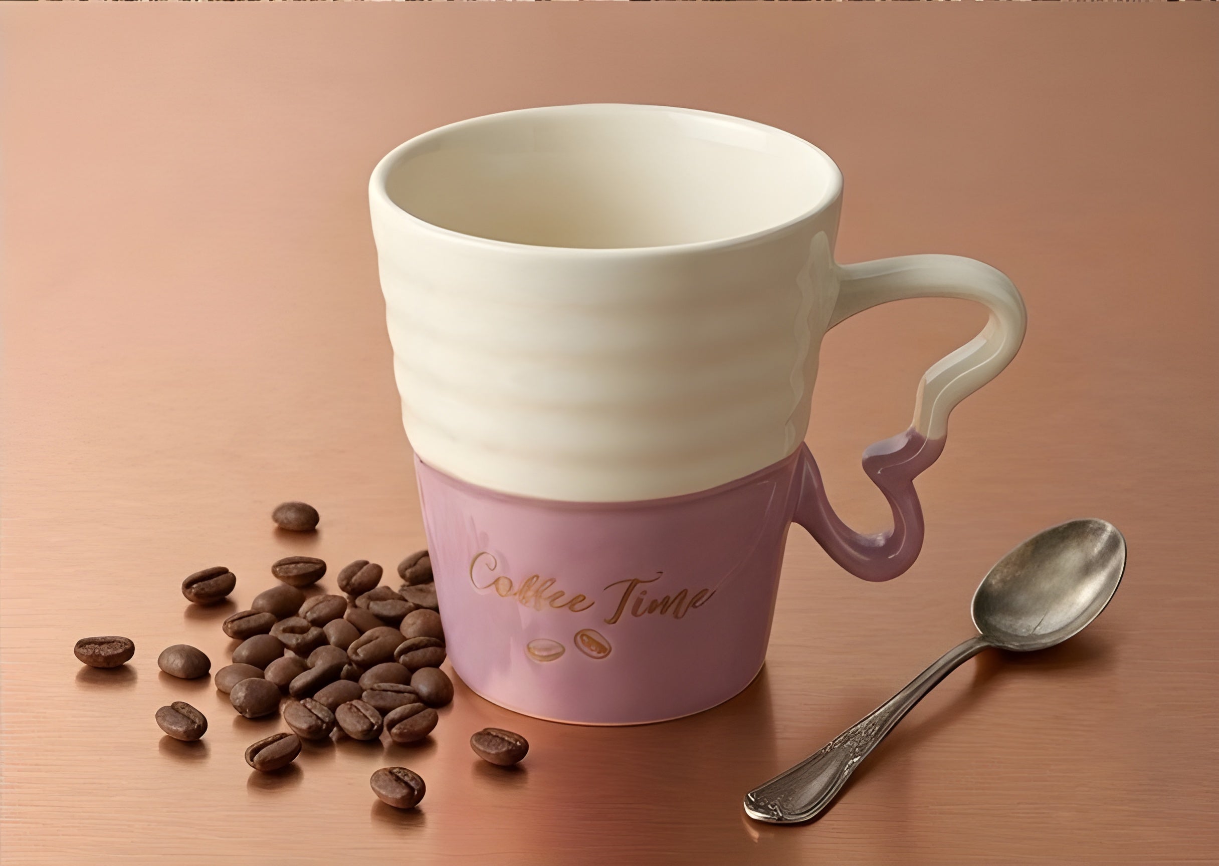 Coffee Time Two-Tone Porcelain Mug - Purple and Cream
