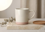 Elegant Porcelain Mug Cream White Pink Base Classic Handle