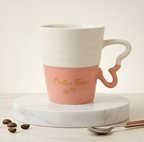 Coffee Time Two-Tone Porcelain Mug - Coral and Cream
