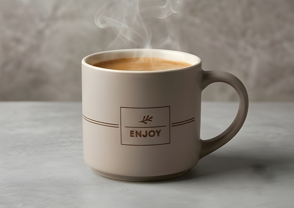 Enjoy Matte Beige Porcelain Mug - Minimal Classic