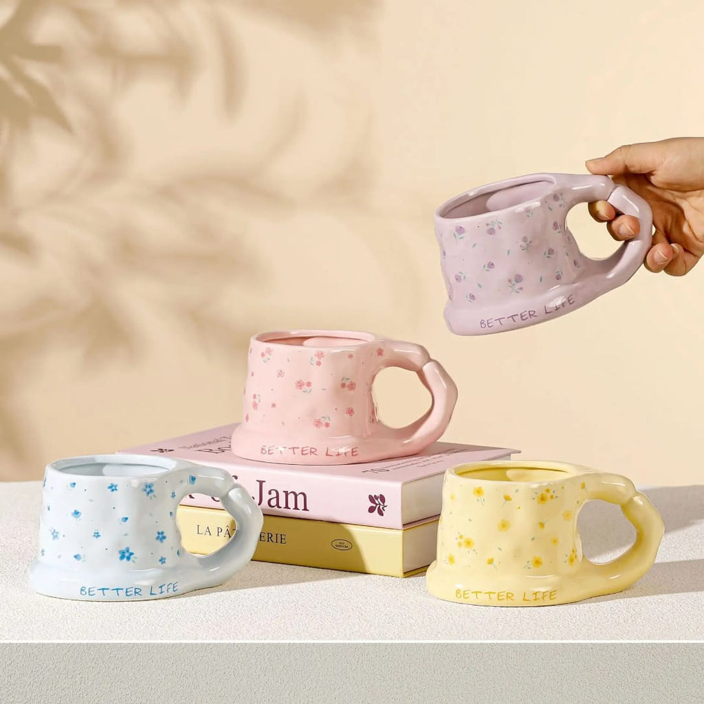 Cute Porcelain Mug Pink Rose Bear