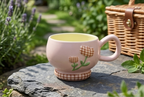 Cute Porcelain Mug Gingham Tulip Pink