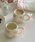 Elegant Cream Scalloped Porcelain Mug & Saucer Set