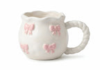 Elegant Cream Scalloped Porcelain Mug & Saucer Set