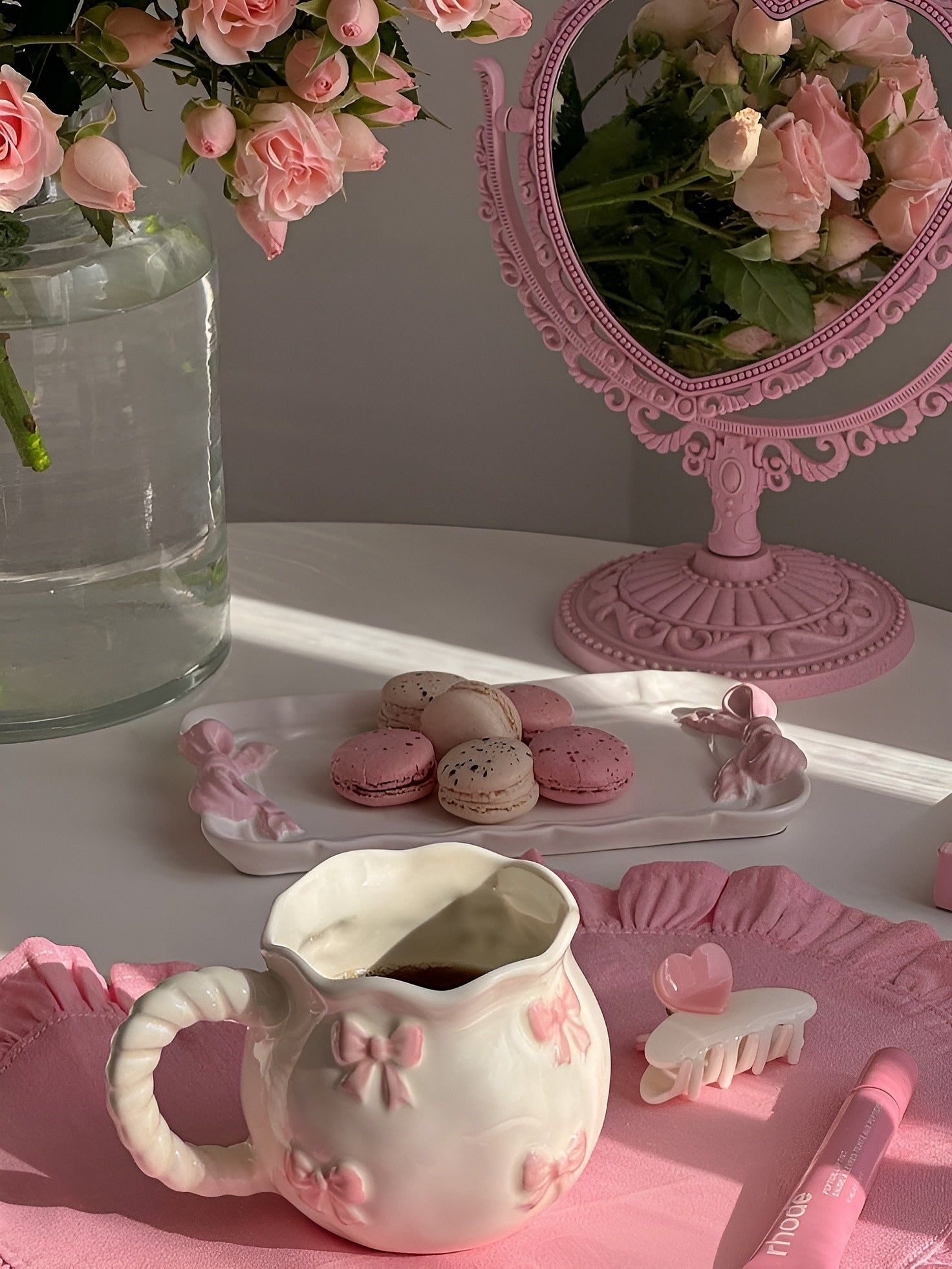 Elegant Cream Scalloped Porcelain Mug & Saucer Set