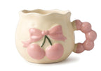 Cute Pink Heart Handle Porcelain Mug