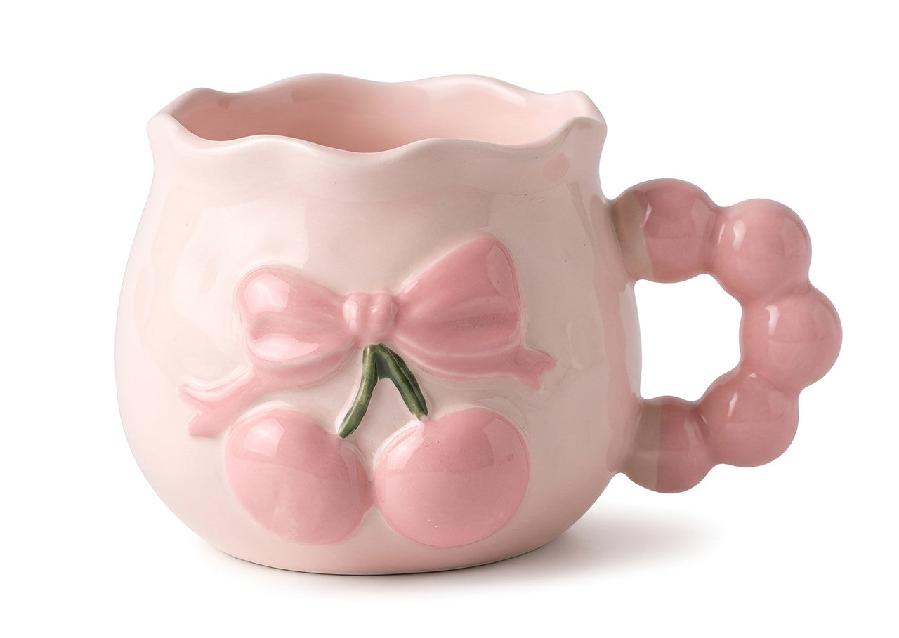 Cute Blue Heart Handle Porcelain Mug