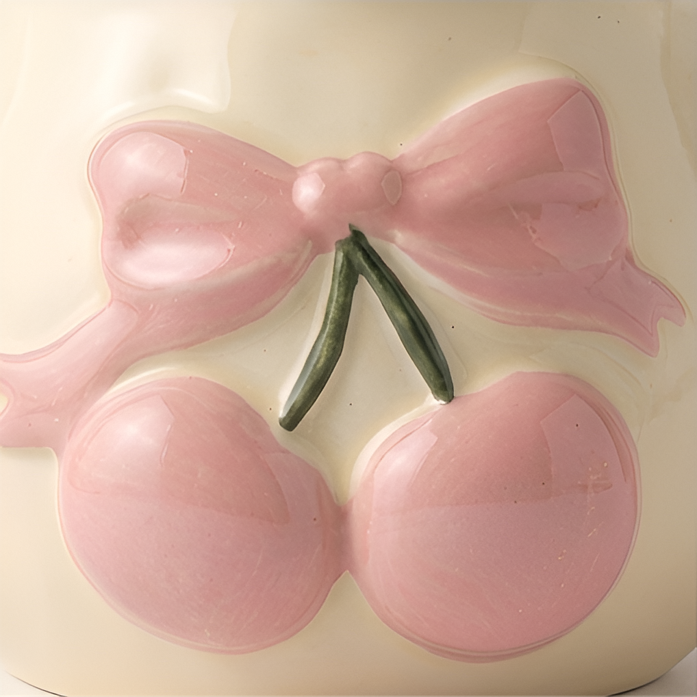 Cute Pink Heart Handle Porcelain Mug
