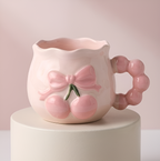 Cute Blue Heart Handle Porcelain Mug
