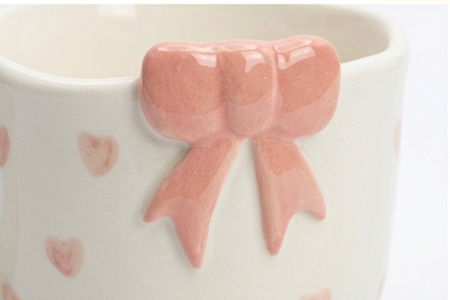 Cute Porcelain Mug 3D Pink Bow