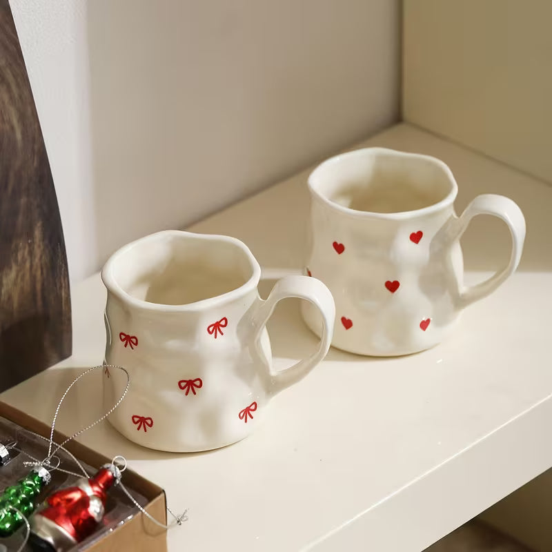 Cute Porcelain Mug Mini Red Hearts