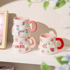 Cute Porcelain Mug Pink Daisies Pink