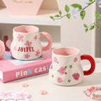 Cute Porcelain Mug Pink Daisies Pink