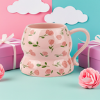 Cute Porcelain Mug Tulip Scatter Pink