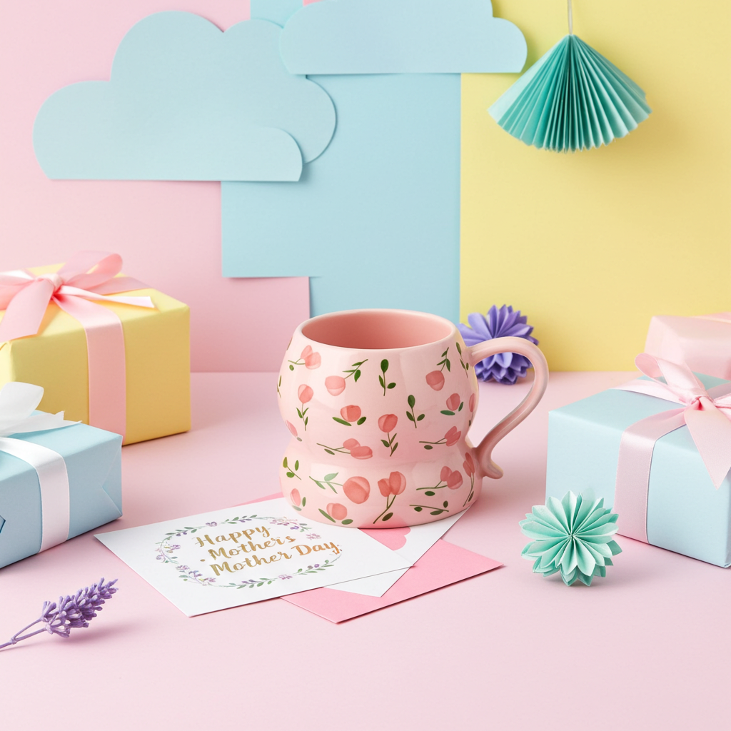 Cute Porcelain Mug Tulip Scatter Pink