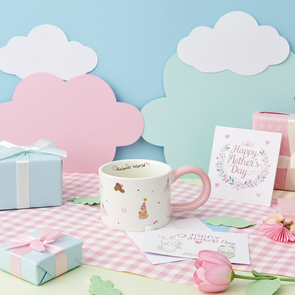Cute Porcelain Mug Bear Bunny Pink