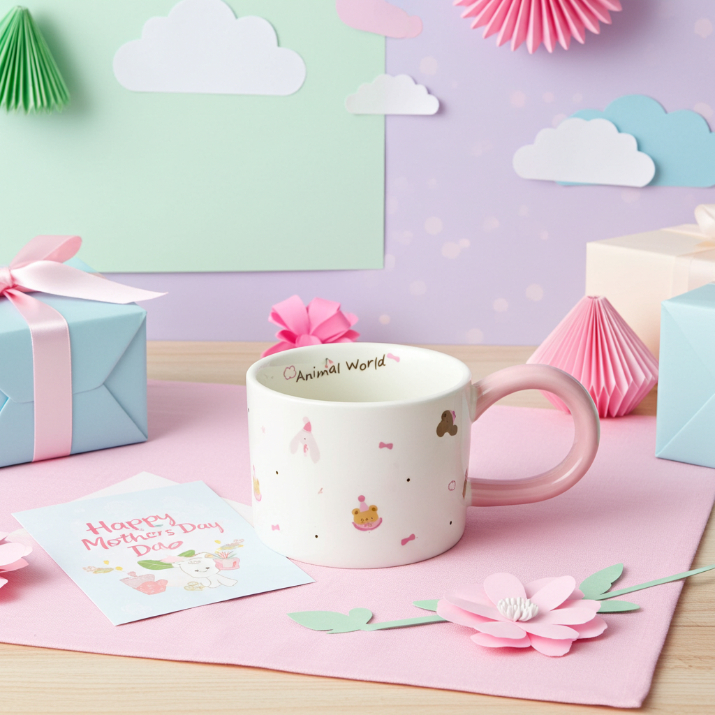 Cute Porcelain Mug Bear Bunny Pink