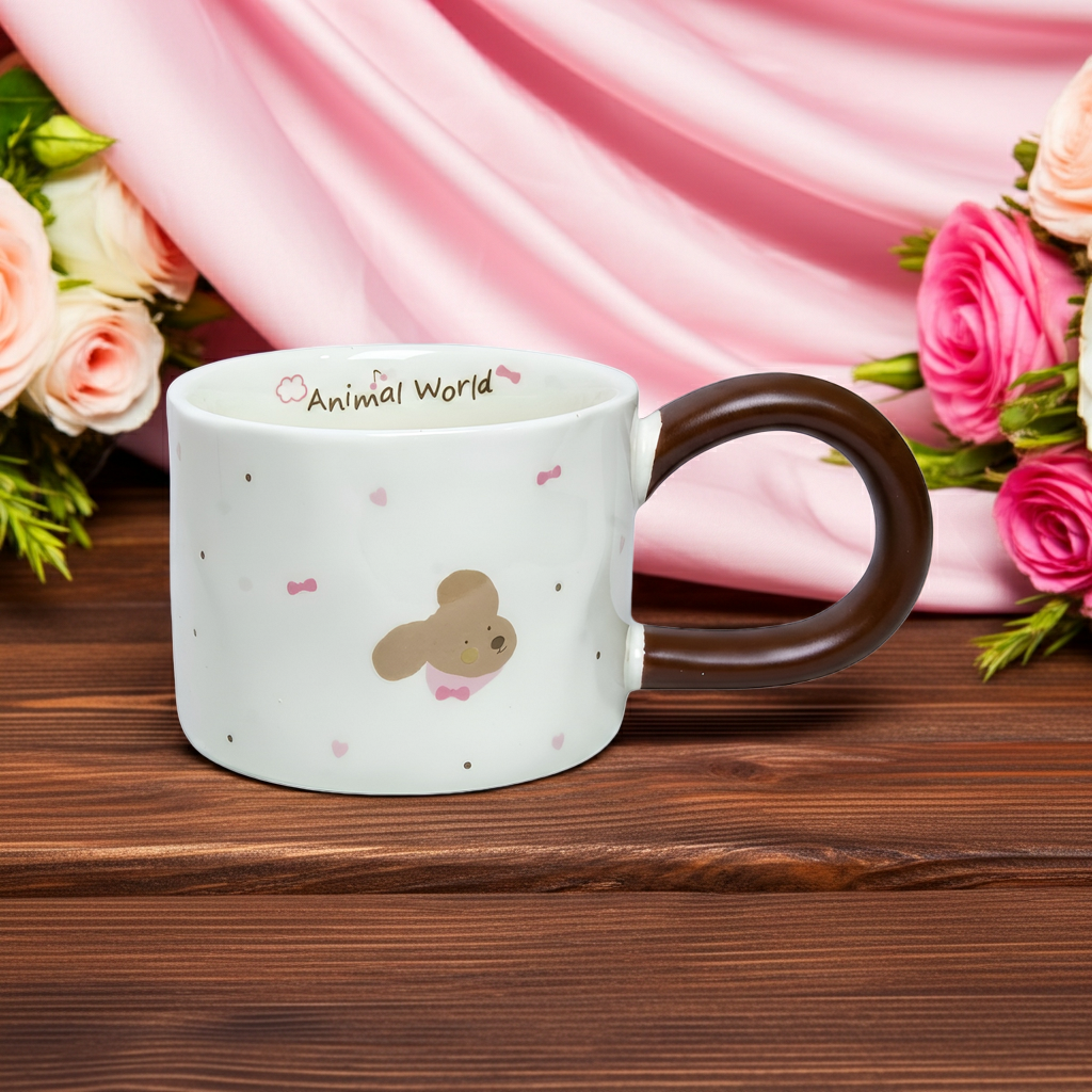 Cute Porcelain Mug Puppy Pink Bow