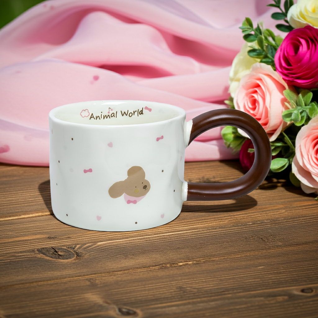 Cute Porcelain Mug Puppy Pink Bow