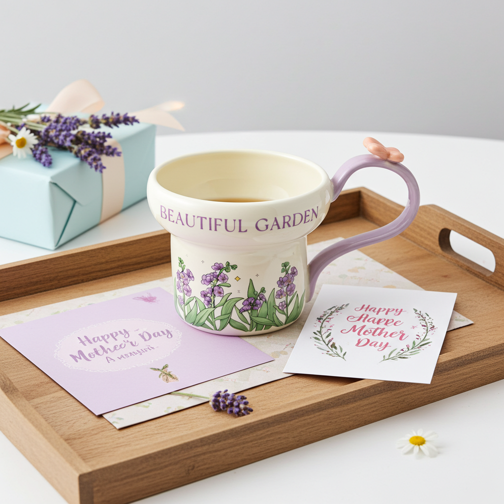 Cute Porcelain Mug Lavender Purple Butterfly