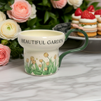 Cute Porcelain Mug Tulip Green Butterfly