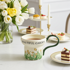 Cute Porcelain Mug Tulip Green Butterfly