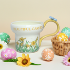 Cute Porcelain Mug Yellow Lily Butterfly